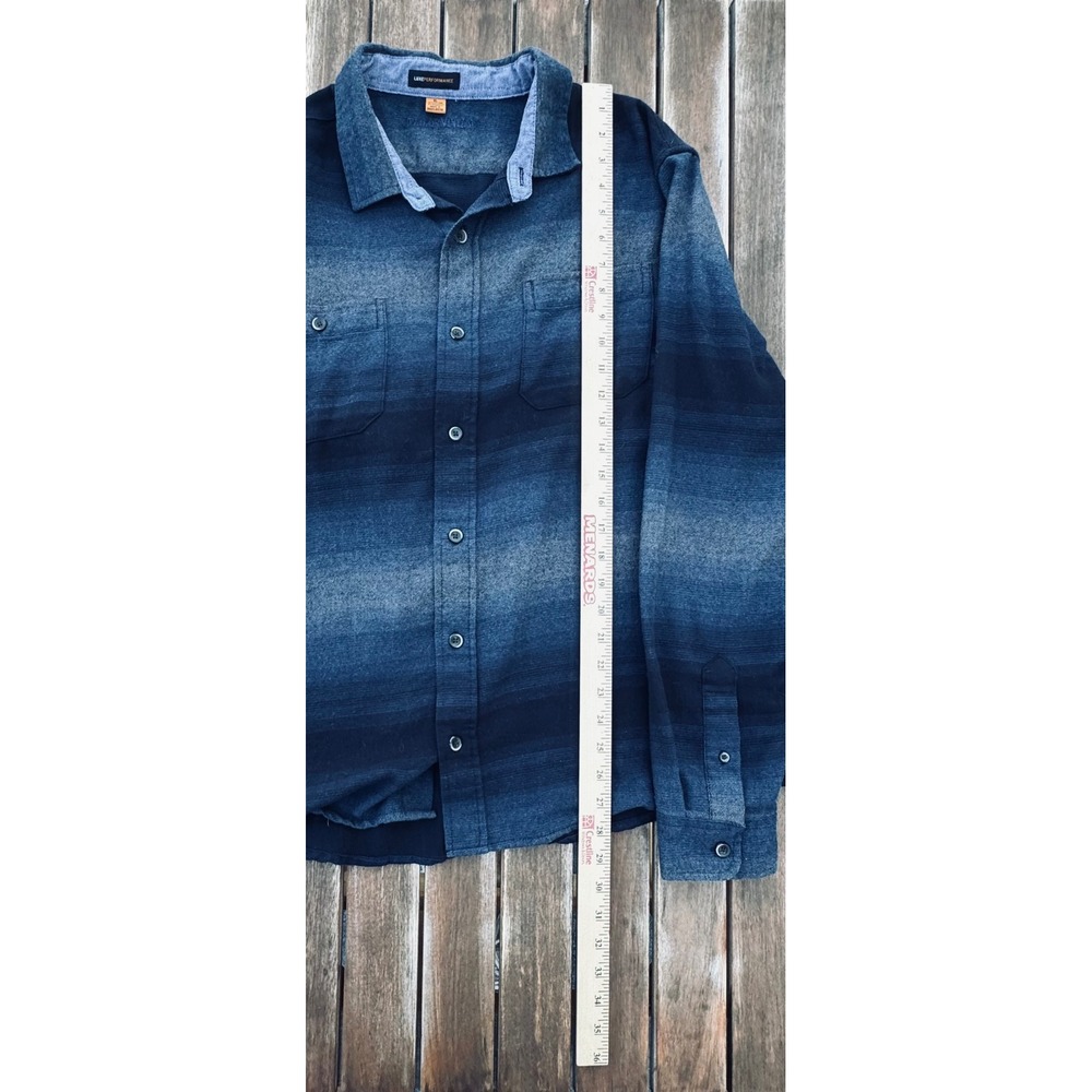 Tailor Vintage Luxe Performance Blue Ombre Flannel Shirt Mens XL Long Sleeve - Picture 6 of 8
